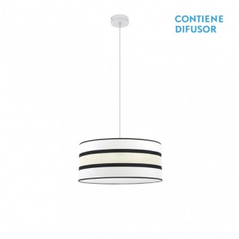 Distribuidor - Lâmpadas Diversas | Colgantes Moderno | COLGANTE KARLA 1XE27 BLANCO/BEIS REGX40X40 CM Ref: 171294001